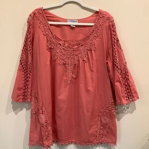 Boho Peasant Coral Tunic 